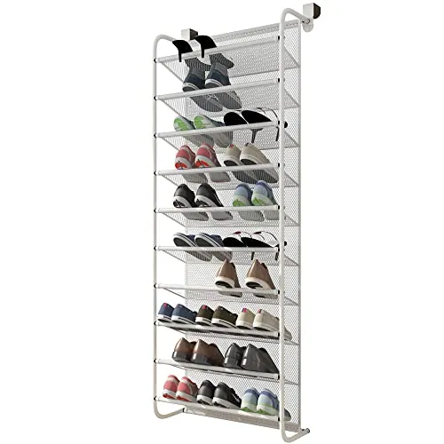 TZAMLI 10-Tier Schuhregal über der Tür - Schuhablage mit 10 Etagen, platzsparendes Design für kleine Räume, ideal für Wohnungen und Schlafsäle, einfach über der Tür zu hängen.