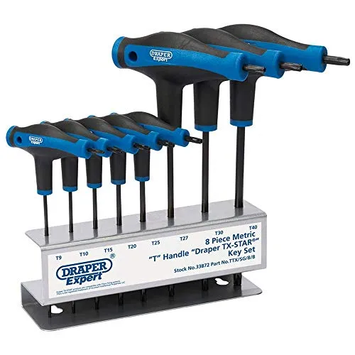 Draper Schlüssel Set Expert, 8 Stück, Soft Grip - Innensechskantschlüssel Set mit ergonomischem „T“-Griff für optimalen Komfort und Kontrolle, ideal für präzise Arbeiten.
