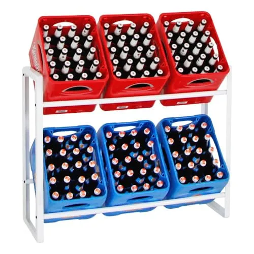 Proregal Getränkekistenregal, Weiß, Metall, Rechteckig, 105x82x32 cm - Werkstatteinrichtung, stabiles Regal für 6 Getränkekisten auf 2 Ebenen, einfache Montage in unter 5 Minuten, 5 Jahre Garantie für hohe Qualität und Langlebigkeit.