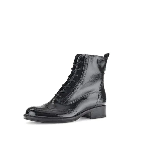 Gabor Schnürstiefeletten schwarz 40,5 EU - Wanderschuhe mit elegantem Lackleder-Obermaterial, ideal für stilvolle Outdoor-Aktivitäten und Komfort bei jedem Schritt.