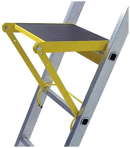 MUNK Günzburger Steigtechnik 19900 Tritt 1St. - Einhängepodest R 13 für Sprossenleitern, pulverbeschichtet und rutschhemmend, bietet sicheren und bequemen Stand zum Arbeiten mit 150 kg Belastbarkeit.