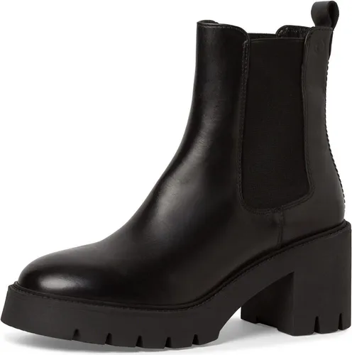 Tamaris Damen Stiefelette Chelsea Boot mit hohem Absatz - Elegante Stiefelette aus hochwertigem Leder mit 7,5 cm Blockabsatz und innovativem TOUCH-IT-Fußbett für optimalen Komfort. Ideal für Freizeit und Business.