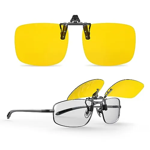 Goiteia Polarisierte Aufsteckbrille für Nachtfahrten Herren Damen – Nachtfahrbrille mit Flip-Up Design & Doppel-AR-Beschichtung, Blendfrei gegen entgegenkommende Scheinwerfer(60 * 47mm)