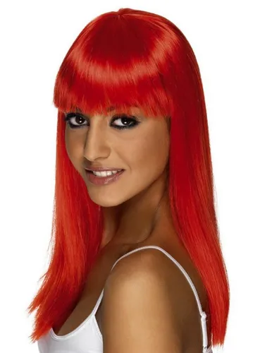 Smiffys Damen Lange und Glatte Perücke mit Pony in rot von Metamorph