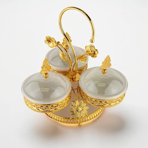 Snackschalen Set Gold 3-teilig aus Glas mit Deckel – Servierschalen Aufbewahrung