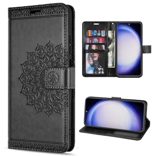 betterfon Hülle Kompatibel mit Samsung Galaxy S23 FE | Klapphülle Schutzhülle mit Kartenfächer Kompatibel für Galaxy S23 FE | Magnetverschluss Klapphülle | Schwarz