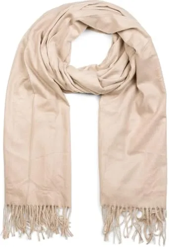 styleBREAKER Unisex Schal mit Fransen | weiches Viskose Tuch in Uni Farbe | langer Winterschal für Damen und Herren | Große Farbvielfalt, Farbe:Hellbraun
