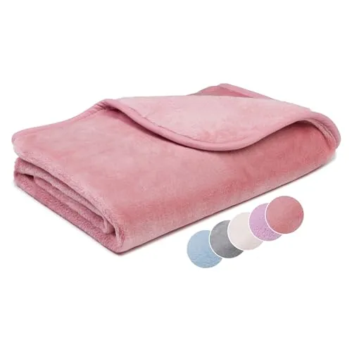 liebling Kuscheldecke Kids Cashmere Feeling Kinder Decke 75 x 100 cm, Altrosa, Premium Sofa Decke, Dicke warme Wohndecke, 500 gr. / m²