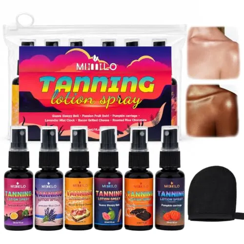 30ML Selbstbräuner Spray, Sanfte Bräune Aerosol Spray, Self Tanning Face Mist, für Eine Natürliche, Streifenfreie Sommerbräune, Langanhaltende, für die Tägliche Anwendung Geeignet 6 x