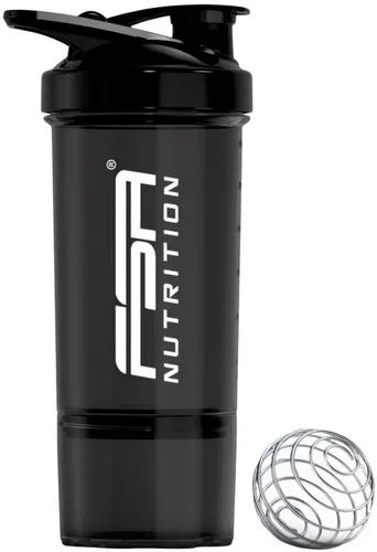 FSA NUTRITION Protein Shaker mit Pulverfach - Shaker für Fitness, Bodybuilding & Muskelaufbau, Shaker mit Pulverfach, Skala und Mischsieb - für Krafttraining