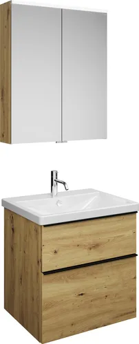 burgbad Eqio Set, bestehend aus Spiegelschrank, Keramik-Waschtisch und Waschtischunterschrank, Breite 650mm, SFAN065F5662C0001G0252
