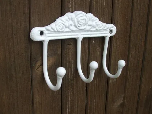 Perfekter 3er - Haken, Hakenleiste, Gusseisen, Wandhaken, weiss, Landhausstil