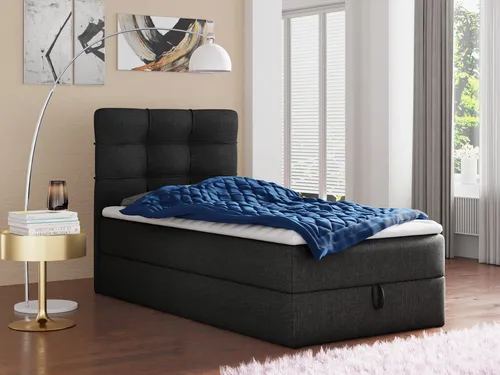 Boxspringbett Best Mini mit Bettkasten und Matratzentopper in schwarz von Sofnet