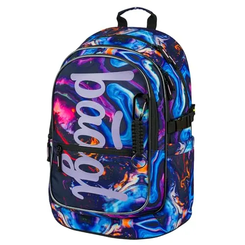 BAAGL Schulrucksack Core Marble – Ergonomisch und nachhaltig - Schulranzen mit 25 Litern Volumen, ergonomischem Design und aus recyceltem, wasserdichtem Material. Ideal für Schule und Freizeit, mit internem Organizer und sicheren YKK-Reißverschlüssen.
