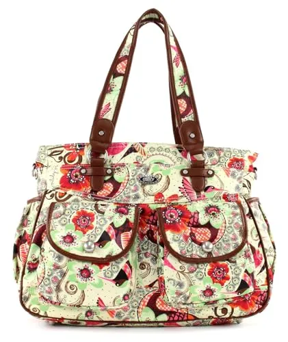 Oilily Tropical Birds Wickeltasche Cream-White - Hochwertige Wickeltasche mit ansprechendem Design und exakter Verarbeitung. Ideal für stilbewusste Eltern. Maße: 41 x 28 x 14,5 cm.