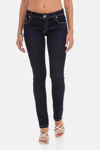Cipo & Baxx Damen Jeans WD443 Marineblau - Slim Fit - Jeans im Slim Fit mit klassischem Straight-Schnitt, aus 98% Baumwolle für ein angenehmes Tragegefühl, ideal für Freizeit und elegante Anlässe.