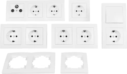 17-teiliges Schalter- und Steckdosen-Set FLAIR - Hochwertige Verarbeitung in Weiß, ideal für moderne Wohnstile und vielseitige Anwendungen