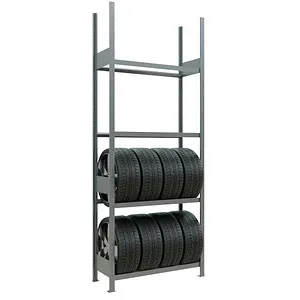 Robustes Reifenregal, 105x40x275cm, verzinkt - Werkstatteinrichtung mit 4 stabilen Ebenen, ideal zur sicheren Lagerung von Reifen und anderen schweren Gegenständen.