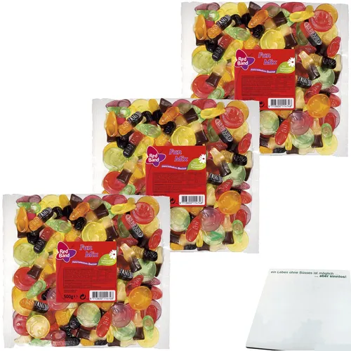 Red Band Fun Mix Fruchtgummi und Lakritz 3er Pack 3x500g Beutel usy Block