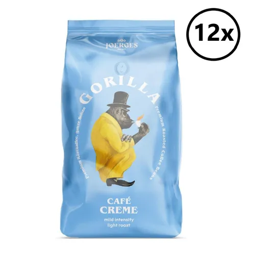 12x Joerges Gorilla Cafè Creme blau 1Kg ganze Kaffeebohnen 100% Arabica Crema