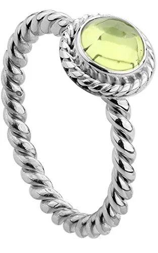Nenalina Fingerring Peridot Geburtsstein August - Edelring aus 925 Silber mit 2 mm breiter Ringschiene, verziert mit einem Peridot, ideal als einzigartiges Geschenk für August-Geborene.