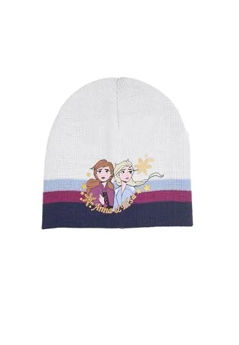 Sun City Frozen - Die Eiskönigin ELSA Anna Kinder Mädchen Winter-Mütze Strick Beanie-Mütze, Farbe:Weiß, Größe:52