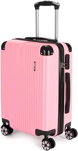 BRUBAKER Handgepäck Koffer London - M, Rosa - Koffer (M) mit Zahlenschloss und 360° Premium-Rollen für reibungsloses Reisen. Leichtes, robustes ABS-Material und praktische Innenaufteilung für optimale Organisation.