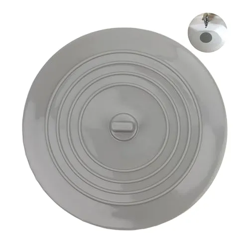 Universal Stöpsel, 1 Stück, in Grau, Ø 15 cm Stopfen, Silikon Waschbeckenstöpsel mit Griff, Badewannenstöpsel für bis Ø 120 mm Abflüsse, Abflussstopper für Badewanne, Dusche, Waschbecken, Spüle