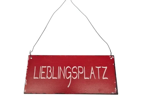 Macosa Home Metallschild Lieblingsplatz rot Dekoschild Garten Wohnzimmer 28 cm mit Spruch, Eisenschild Metallschild vintage