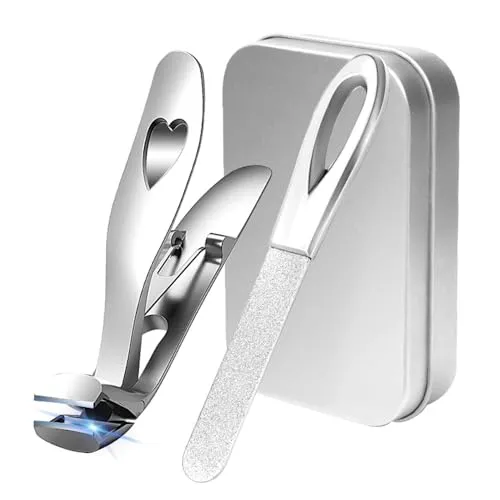 ADERTOS Nagelknipser Edelstahl Zehennagelknipser Großer Fingernagelknipser Nagelzangen Langer Griff Nail Clipper Abgewinkelter Kopf Fußnagelzange mit Metall-Nagelfeile für dicke Nägel Senioren