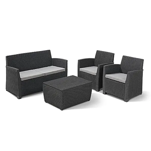 Mia Set mit Kissenboxtisch, Graphit von Keter