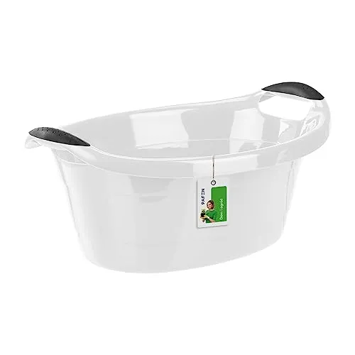 Runde Wäscheschüssel 14L Universal-Schüssel – 50 x 35,5 x 21,5 cm- Schüssel für Wäsche Spülschüsseln Starke Wäschewanne aus Stabilem Kunststoff | Grau