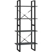 Bücherregal 4 Böden Grau 60x30x140 cm aus Massivholz Kiefer - Regale & Aufbewahrung, modernes Design aus robustem Kiefernholz für eine stilvolle und praktische Aufbewahrung in Ihrem Wohnzimmer.