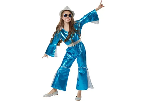 tectake® Mädchenkostüm Glitzerndes Disco Starlet - Kostüme für Mädchen, leuchtendes Outfit im 70er Jahre Stil, perfekt für Partys und Karneval, bringt Glamour und Funkeln der Disco-Ära.