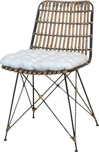 Home affaire Rattanstuhl - Hochwertiger Rattanstuhl mit Kissenauflage - Stühle: Hochwertiger Rattanstuhl mit stabilem Eisengestell, handgeflochtener Rattansitzschale und bequemer Kissenauflage für maximalen Sitzkomfort.