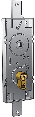 PREFER Schwingschloss/Garagenschloss, Euro-Profilzylinder, 70 mm, Griff aus verrücktem Stahl