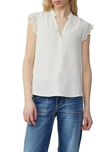 Blusentop mit Spitzen-Detail, Gr. 44, white - Elegantes Damen-Blusentop von QS mit feinen Spitzen-Details. Ideal für Freizeit und Büro, aus leichtem, anschmiegsamem Webstoff für optimalen Tragekomfort.