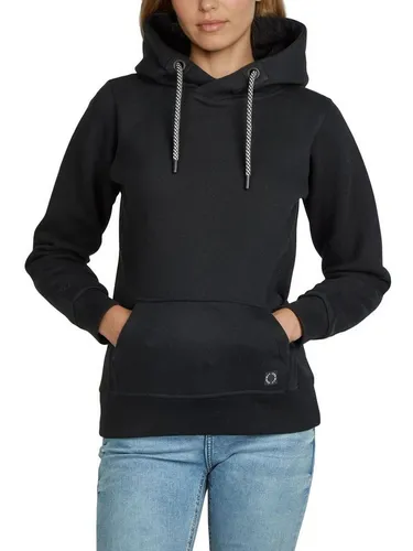 DENIMFY Hoodie Damen Regular Fit DFEmma Kapuzenpullover Pullover Cross-Over Kragen Schwarz S, Größe:S, Farben:Black