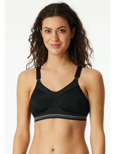 Schiesser Damen Sport BH mit Cup- und Stützfunktion, schwarz - Funktionsunterwäsche für Aktivsportarten, bietet höchsten Stützkomfort mit vorgeformten Cups und verstellbaren Trägern, ideal für intensives Training.