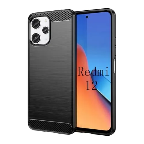 betterfon Carbon Handyhülle kompatibel mit Xiaomi Redmi 12 | Smartphone Case aus TPU-Silikon | Schwarz