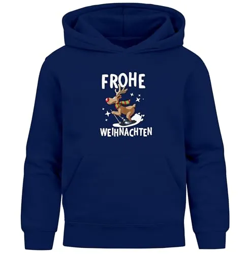 MoonWorks® Kinder Hoodie Weihnachten Pullover mit Dabbing XMAS-Motiven Navy 152 - Kuscheliger Weihnachtspullover für Kinder mit lustigen Dabbing-Motiven. Ideal als Geschenk und perfekt für festliche Anlässe. Der Hoodie bietet Komfort und Stil für kleine Abenteurer.