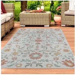 TeppichHome24 Outdoorteppich Blumenmuster 80x150 cm von Teppichhome24