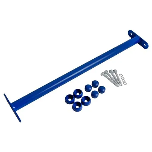 Reckstange Metall blau, 60 cm – stabile Turnstange für Spielturm & Garten inkl. Schrauben, Scheiben & Abdeckkappen