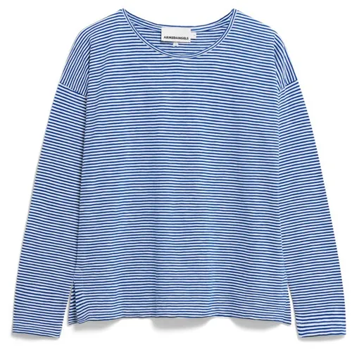 ARMEDANGELS Damen Longsleeve XIANAA Stripes Oatmilk-Dynamo Blue XL - Stylisches Longsleeve aus 100% Bio-Baumwolle im Loose Fit. Ideal für einen lässigen Look und verantwortungsvolle Mode.