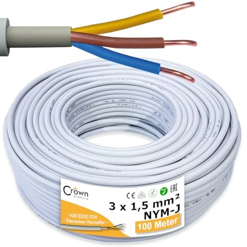 NYM-J 3x1,5mm² Kabel 100m Mantelleitung nach VDE 0250-204 Feuchtraumkabel