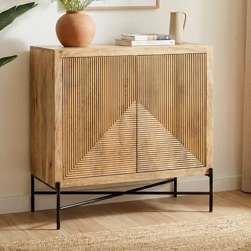 FINEBUY Sideboard FB114723 aus Massivholz – Stilvolle Kommode mit natürlicher Holzstruktur