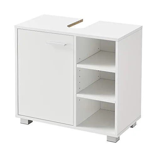 [en.casa] Waschbeckenunterschrank 56 x 60 x 31 cm - Unterschrank fürs Bad mit praktischem Siphonausschnitt, 3 höhenverstellbaren Ablagefächern und pflegeleichter Oberfläche - ideal für eine moderne Badezimmergestaltung.
