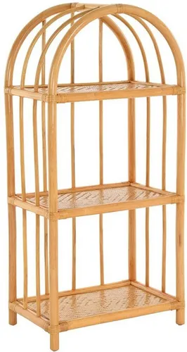Krines Home Badregal mit DREI Ablagen - Regal aus handgefertigtem Natur Rattan, ideal für Küche oder Bad, mit ansprechender Geflechtoptik und umweltfreundlichem Material.