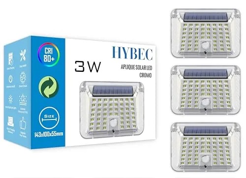 HYBEC Solar Lampe Mit Bewegungsmelder - LED Strahler Außen Garten, Solarlicht Mit Bewegungsmelder (Pack 3)