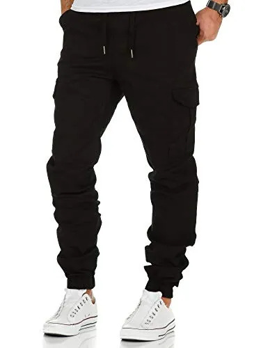 Amaci&Sons Herren Stretch Jogger Cargo Chino Jeans Hose 7006 Schwarz W32 - Moderne Herren Stretch Jogger Cargo Chino in Schwarz, W32. Ideal für lässige Looks und hohen Tragekomfort, perfekt für jeden Anlass.
